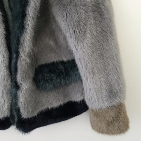 Anthropologie Plush Colorblock Fur Coat XS - Picture 6 of 12